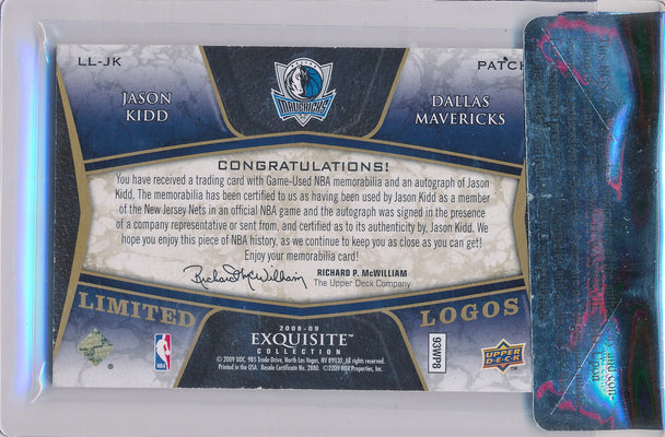 Upper Deck 2008-2009 Exquisite Collection Limited Logos #LLJK Jason Kidd 23/25 / Auto Grade 10