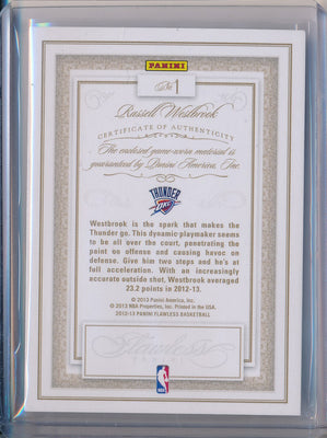 Panini 2012-2013 Flawless Emerald Jumbo Patches #1 Russell Westbrook 1/5