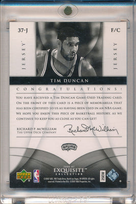 Upper Deck 2006-2007 Exquisite Collection Gold #37-J Tim Duncan 13/25