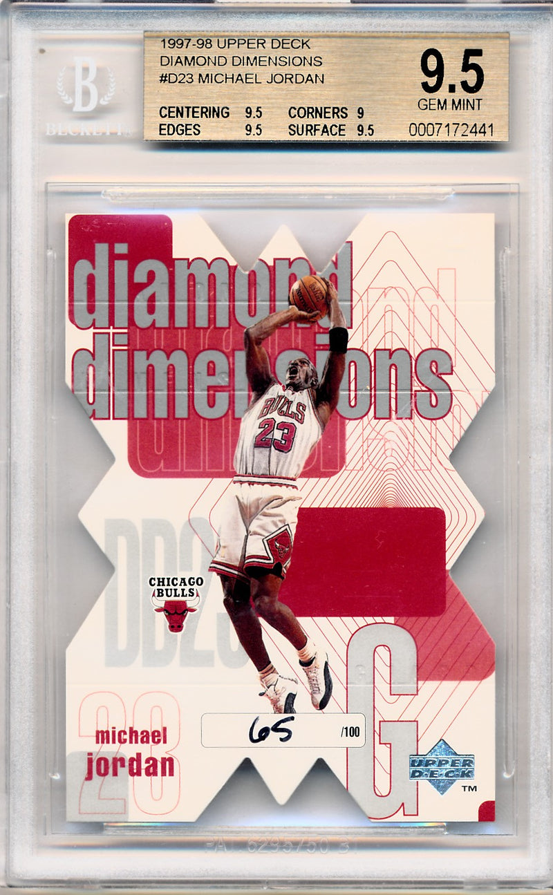 Upper Deck 1997-1998  Diamond Dimensions #D23 Michael Jordan 65/100 / BGS Grade 9.5