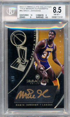 Panini 2012-2013 Immaculate Collection Title Winners Autographs #MJ Magic Johnson 3/5 / BGS Grade 8.5 / Auto Grade 10