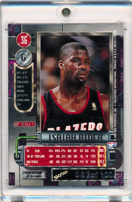 Skybox 1997-1998 Metal Universe Championship Precious Metal Gems Red #36 Isaiah Rider 62/100