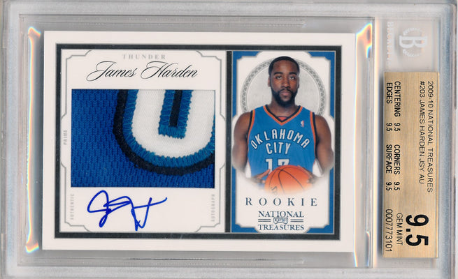 Panini 2009-2010 National Treasures Century Silver #203 James Harden 96/99 / BGS Grade 9.5 / Auto Grade 10