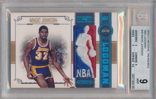 Panini 2010-2011 National Treasures NBA LogoMan #20 Magic Johnson 1/1 / BGS Grade 9