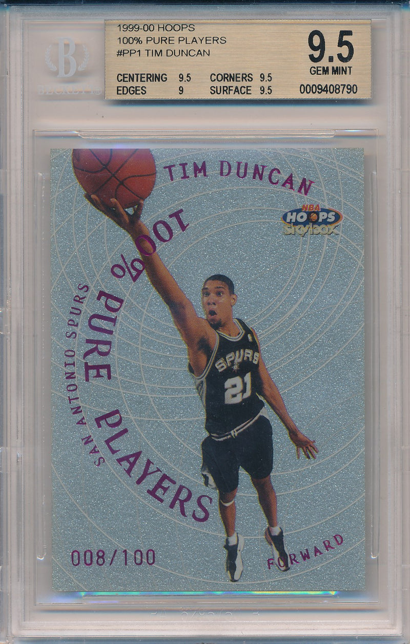 SkyBox 1999-2000 NBA Hoops Pure Players #1/10PP Tim Duncan 8/100 / BGS Grade 9.5