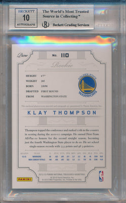 Panini 2012-2013 National Treasures Basketball #110 Klay Thompson 11/199 / BGS Grade 9 / Auto Grade 10