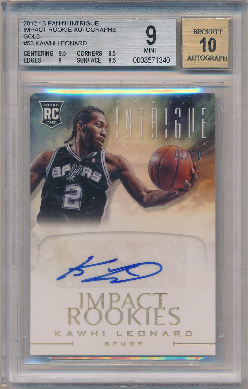 Panini 2012-2013 Intrigue Impact Rookie Autographs #53 Kawhi Leonard 2/10 / BGS Grade 9 / Auto Grade 10