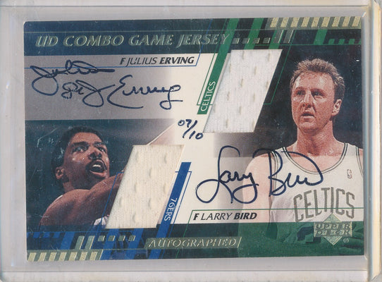 Upper Deck 2000-2001 Combo Game Jersey Dual Autographed #DR/LB-A Julius Erving / Larry Bird 7/10