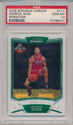 Topps 2008-09 Bowman Chrome X-Fractor #111 Derrick Rose 067/299 / PSA Grade 10