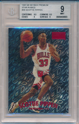 SkyBox 1997-1998 Premium Star Rubies #48SR Scottie Pippen 28/50 / BGS Grade 9