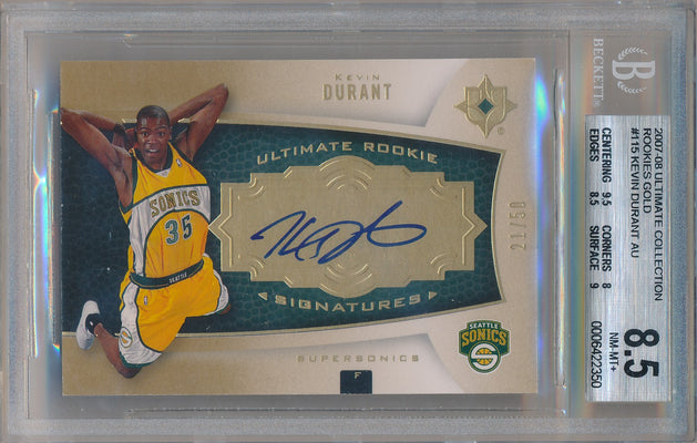 Upper Deck  2007-2008 Ultimate Collection Rookies Gold #115 Kevin Durant 21/50 / BGS Grade 8.5 / Auto Grade 10