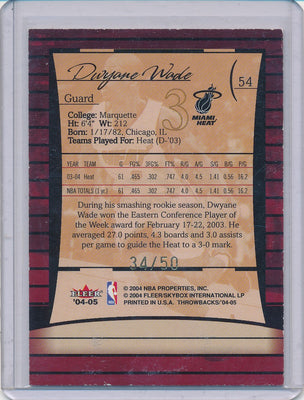 Fleer 2004-2005 Throwback Basketball #54 Dwyane Wade 34/50