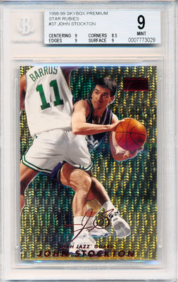 SkyBox 1998-99 Premium Star Rubies #37 John Stockton 17/50 / BGS Grade 9