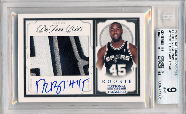 Panini 2009-2010 National Treasures Century Platinum #232 Dejuan Blair 4/5 / BGS Grade 9 / Auto Grade 10