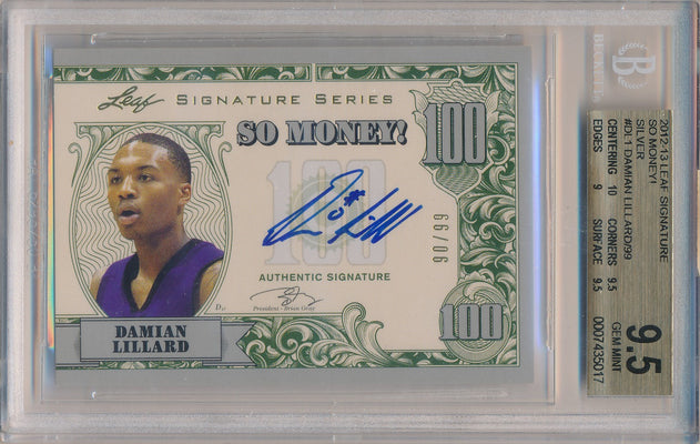 Leaf 2012-2013 Signatures So Money! #SM-DL1 Damian Lillard 90/99 / BGS Grade 9.5 / Auto Grade 10