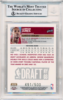 Topps 2003-2004 Chrome Black Refractors #111 Lebron James 491/500 / BGS Grade 9