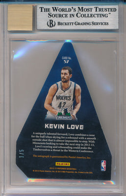 Panini 2012-13 Prefered Green #57 Kevin Love 1/5 / BGS Grade 9 / Auto Grade 10