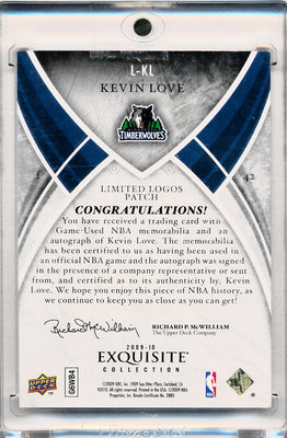 Upper Deck 2009-2010 Exquisite Collection Limited Logos #LKL Kevin Love 10/14