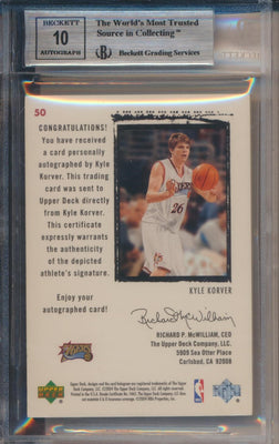 Upper Deck 2003-2004 Exquisite Collection Exquisite Rookie Autograph #50 Kyle Korver 99/225 / BGS Grade 9 / Auto Grade 10