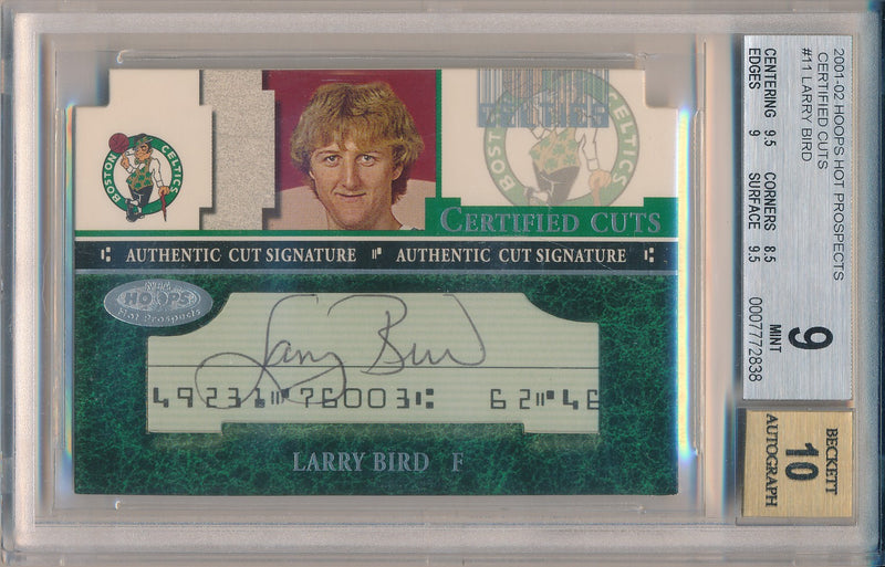 Fleer 2001-2002  Basketball Certified Cuts #CCLB Larry Bird  / BGS Grade 9 / Auto Grade 10