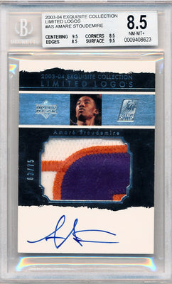 Upper Deck 2003-2004 Exquisite Collection Limited Logos #AS Amare Stoudemire 63/75 / BGS Grade 8.5 / Auto Grade 10