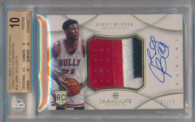 Panini 2012-2013 Immaculate Collection Jumbo Patch Autographs #PP-JB Jimmy Butler 67/75 / BGS Grade 10 / Auto Grade 10