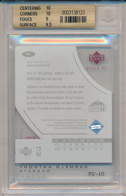 Upper Deck 2003-2004 UD Glass Crystal #98 Carmelo Anthony 1/25 / BGS Grade 9.5