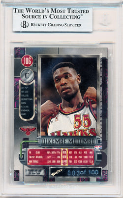 Skybox 1997-1998 Metal Universe Championship Precious Metal Gems Green #106 Dikembe Mutombo 3/100 / BGS Grade 8.5