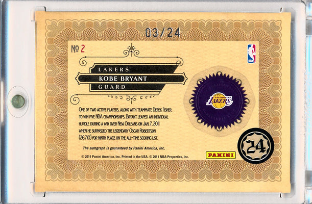 Panini 2011 Gold Standard Gold Nuggets #2 Kobe Bryant 3/24