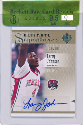 Upper Deck 2010 Ultimate Collection Ultimate Signatures #SLA Larry Johnson 16/99 / Auto Grade 9