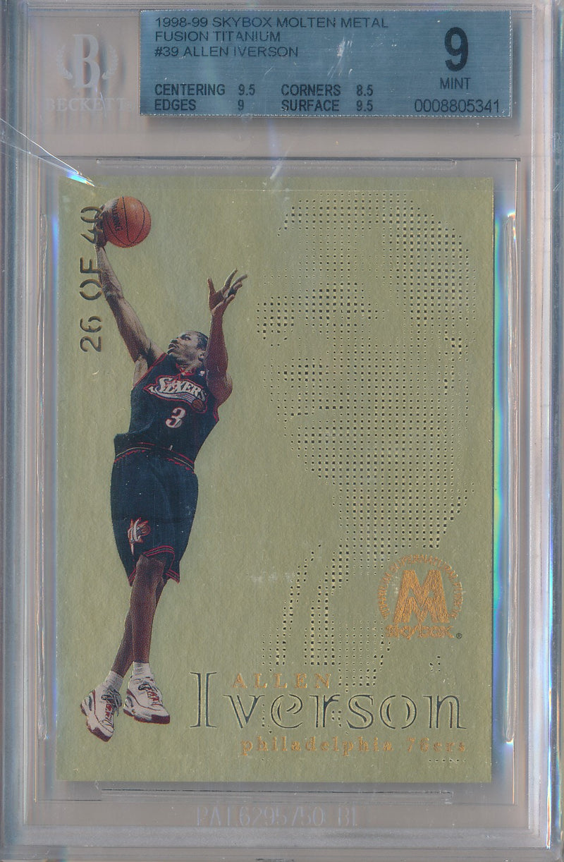 SkyBox 1998-1999 Molten Metal Fusion Titanium #39F Allen Iverson 26/40 / BGS Grade 9