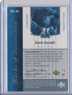 Upper Deck 2004-2005 SP Signature Edition Marks Of Distinction #MD-KG Kevin Garnett 8/25