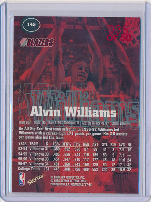 SkyBox 1997-1998 Premium Star Rubies #145 Alvin Williams 35/50