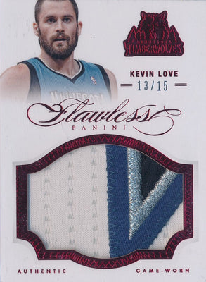 Panini 2012-2013 Flawless Ruby Jumbo Patches #18 Kevin Love 13/15 / BGS Grade 9