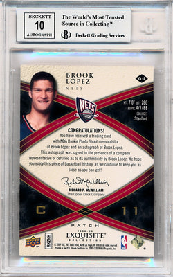 Upper Deck 2008-2009 Exquisite Collection Rookie Parallel #64 Brook Lopez 5/11 / BGS Grade 8.5 / Auto Grade 10