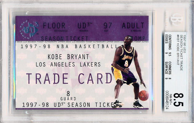 Upper Deck 1997-1998 UD3 Season Ticket Trade #KBT Kobe Bryant  / BGS Grade 8.5