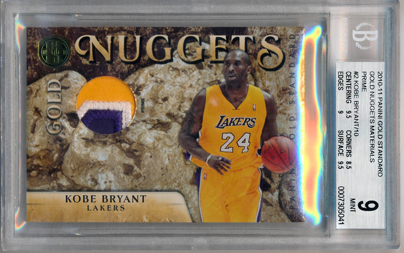 Panini 2010-2011 Gold Standard Gold Nuggets Materials Prime #2 Kobe Bryant 6/10 / BGS Grade 9