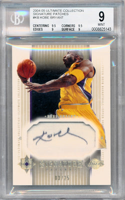 Upper Deck 2004-2005 Exquisite Collection Signature Patches #KB Kobe Bryant 3/25 / BGS Grade 9 / Auto Grade 10