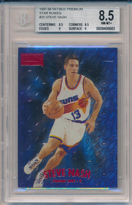 SkyBox 1997-1998 Premium Star Rubies #25SR Steve Nash 12/50 / BGS Grade 8.5