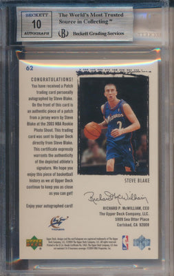 Upper Deck 2003-2004 Exquisite Collection Exquisite Rookie Patch Auto #62 Steve Blake 197/225 / BGS Grade 9 / Auto Grade 10