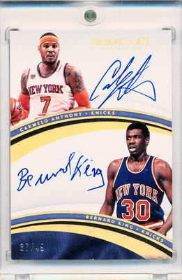 Panini 2016-2017 Immaculate Collection Dual Auto #32 Carmelo Anthony / Bernard King 37/49