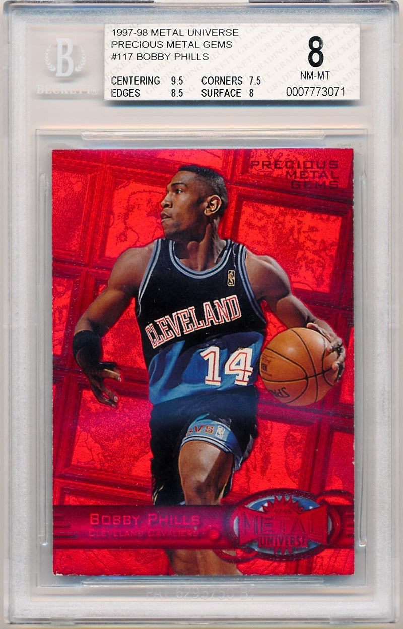 Skybox 1997-1998 Metal Universe Championship Precious Metal Gems Red #117 Bobby Phills 54/100 / BGS Grade 8