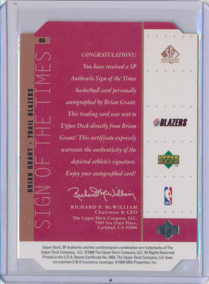 Upper Deck 1998-1999 SP Authentic Sign Of The Times #BG Brian Grant