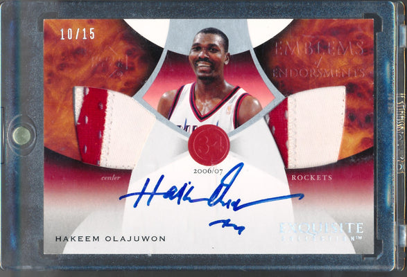 Upper Deck 2006-2007 Exquisite Collection Emblems Of Endorsement #EMHO Hakeem Olajuwon 10/15