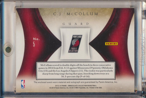 Panini 2013-2014 Immaculate Premium RPA Jumbo Patch #5 C.J. McCollum 12/25