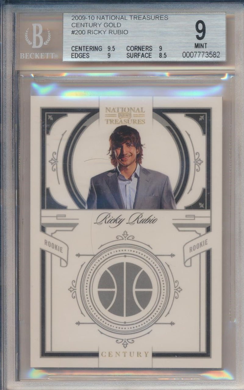 Panini  2009-2010 National Treasures Century Gold #200 Ricky Rubio 3/5 / BGS Grade 9