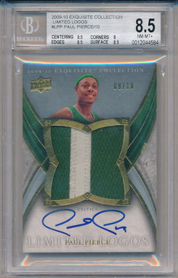 Upper Deck 2009-2010 Exquisite Collection Limited Logos #L-PP Paul Pierce 9/10 / BGS Grade 8.5 / Auto Grade 10