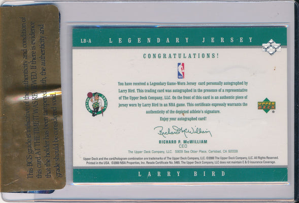 Upper Deck 1999-2000 NBA Legends Legendary Jerseys #LB-A Larry Bird 8/33 / BGS Grade 8 / Auto Grade 10