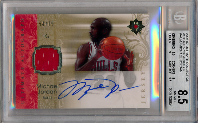 Upper Deck 2006-07 Ultimate Collection  Ultimate Jersey Autographs #AU-MJ Michael Jordan 54/75 / BGS Grade 8.5 / Auto Grade 10