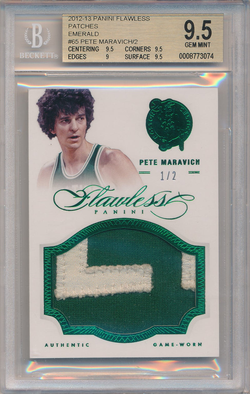 Panini 2012-2013 Flawless Emerald Jumbo Patches #65 Pete Maravich  1/2 / BGS Grade 9.5